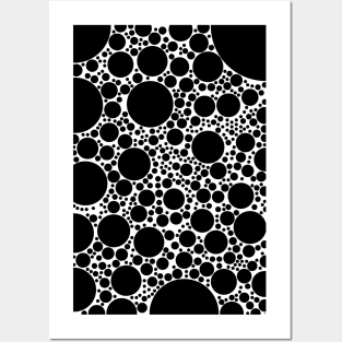 Bubble Polka Dots Black & White Pattern Design Posters and Art